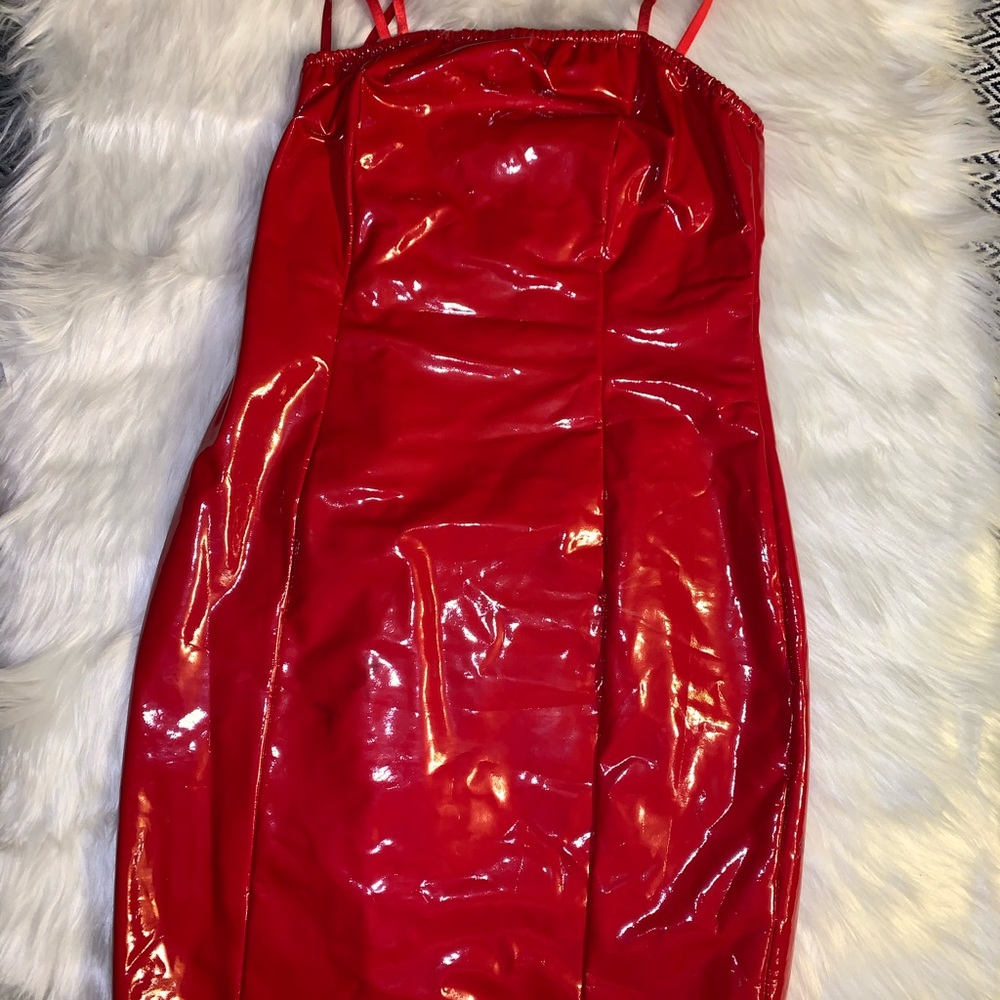 Red vinyl dress size small